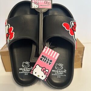 Hello Kitty Slides Sandals Kids 2-3 Black - NWT